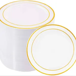 10-Piece Plastic Plates Set, Edge Design, Elegant Dinnerware for Parties Birthdays Christmas Family Gatherings