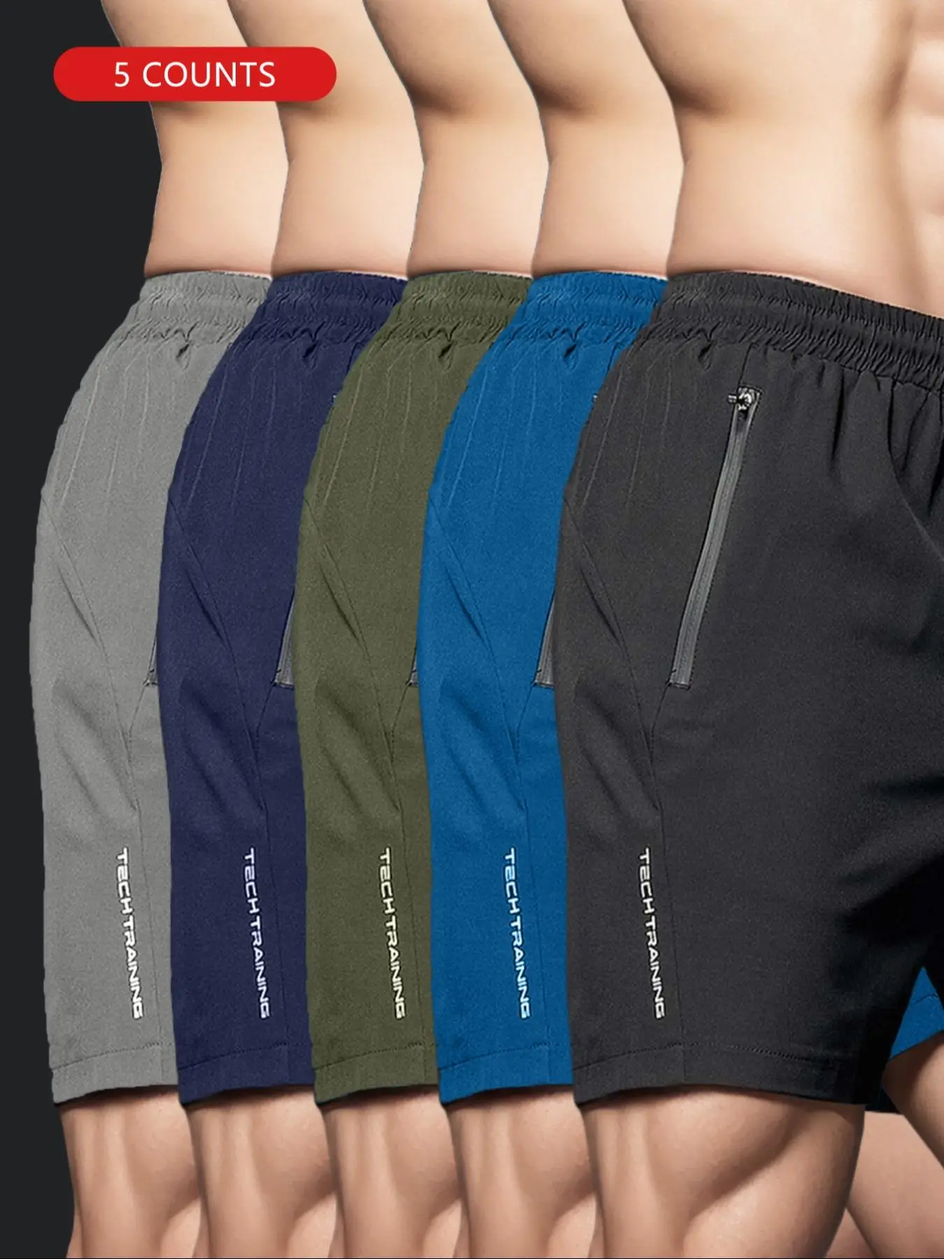 Men's Letter Print Drawstring Waist Track Shorts, Casual Regular Fit Zipper Pocket Elastic Waist Shorts for Summer, Track Shorts Design, Fit Shorts fo