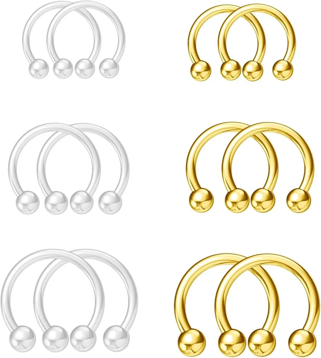Clear& Septum Rings 16g 18g Septum Nose Rings for Women Men Horseshoe  Septum Ring Kit for  Work Clear   12 count