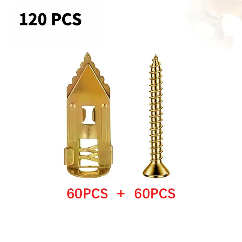 60/120 Count Drywall Self-Drilling Anchors & Screws,No Drill Needed - Easy Application Without Wall Holes,Heavy-Duty Zinc-Plated Steel,Self-Tapping Sc