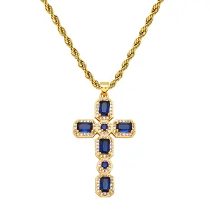 Gold Cross Necklace for Woman Christian Catholic Gift Baptism Jewelry