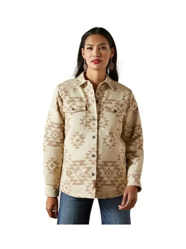 Ariat Women's Clovis Insulated Shirt Jacket - Puebla Print Beige