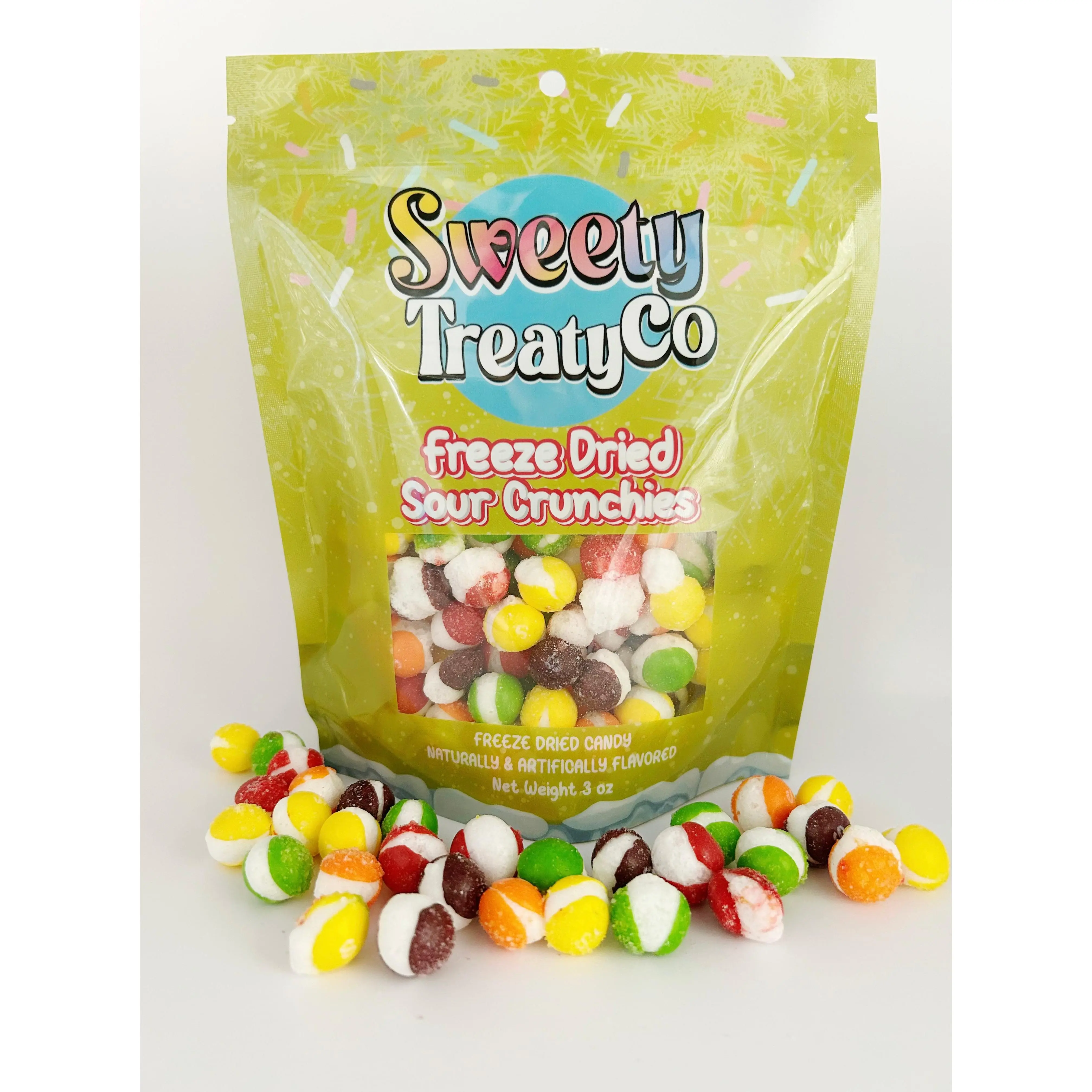 SweetyTreatyCo Freeze Dried Sour Frittles Fruit Candy - 3oz Candy Snack, Chewy-Crunchy Texture, Sweet-Sour Flavor, Quality Ingredients, Party Snacks for All Ages