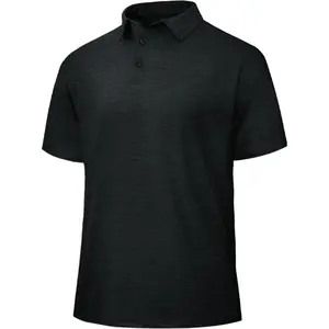 Polo Shirts for Men - Quick Dry Moisture Wicking Black Short Sleeve Performance Golf T Shirts for Casual Work Athletic