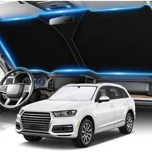 300T Universal  Windshield Sun Shade, Foldable Reflective for Windshield & Window Shades with Overlapping Design,  Interior Accessories (55" L x 26.7" W)