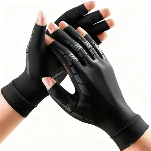 2 pairs of copper compression half-finger gloves - designed for both men and women - provide 360-degree comprehensive compression support - reinforced compression design gloves - offer effective support for hand joints - fingerless design suitable