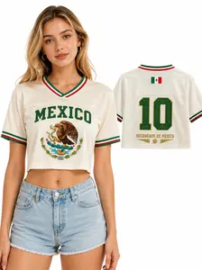 Mexico Soccer Crop Top Jersey Mexico Jersey Crop Tee Game Day Shirt Football Fan Gift Womens