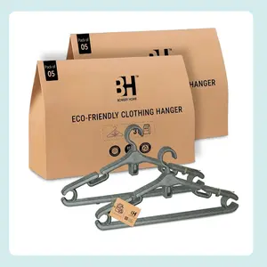 Eco-Friendly Cloth Hangers Pack of 10 – 100% Recycled Milk Carton Adult Clothes Hangers for Dresses, Coats, Shirts & Skirts, Sustainable Non-Slip Closet Organizer, Durable Heavy-Duty Space-saving Wardrobe Hangers with Shoulder Notches