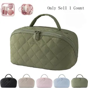 Women's Travel Makeup Bag, Travel Essentials Makeup Bag, Travel Cosmetic Bags, Spacious 180° Open Cosmetic Organizer with 5 Dedicated Pockets, Leak-Proof & Odor-Resistant, Ideal for Travel & Daily Use