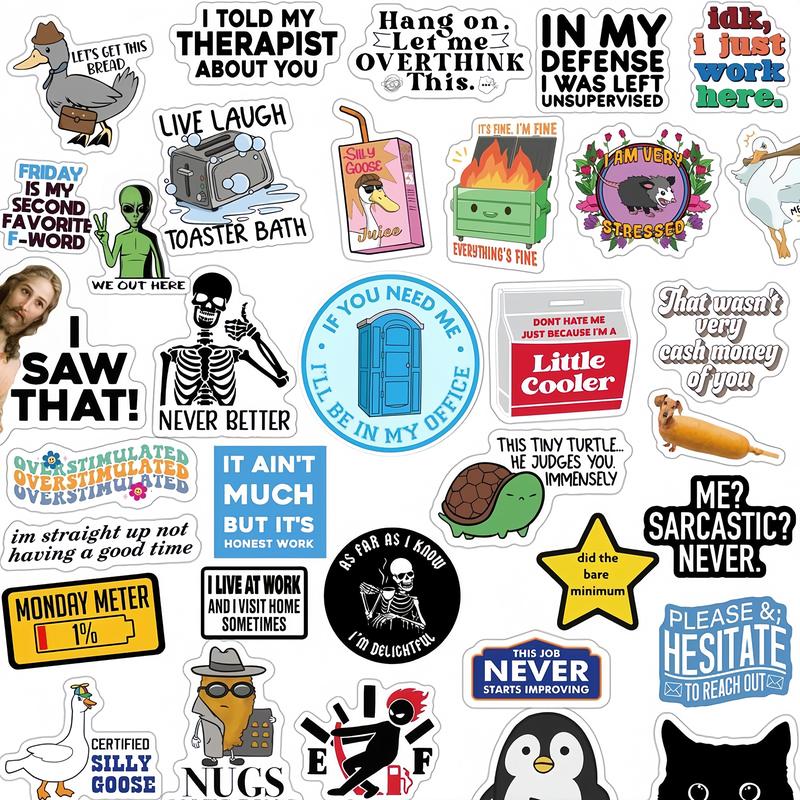 130PCS Funny Saying Sticker Pack - Snarky, Sarcastic Bold Humor Vinyl Waterproof Meme stickers for laptop, computer, water bottle, ipad, phones bumper folding chair sticker pack