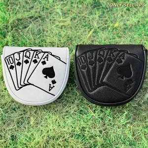 1pc Putter Head Cover, Playing Card Pattern, Magnetic Closure PU Shell, Soft Fleece Lining, and Available, Golf Accessories, Golf Equipment