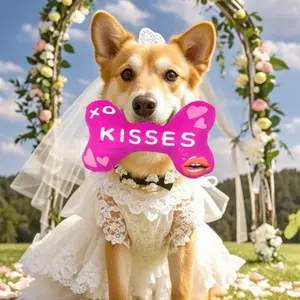 Valentine's Day Pet Sound Toy, Love Gift for Dogs, Bone-Shaped Dog Toy for Interactive Fun