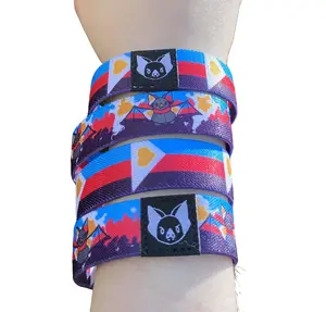 Polyamorous flag Bat Bracelet - Polyamory Pride Elastic Wristband (only one included)