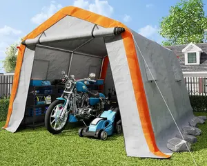 AMERLIFE Heavy Duty Portable Shed Storage Shelter, Outdoor Storage Shed with 2 Waterproof Windows & Roll-up Zipper Door, Carport for Motorcycle, Bike