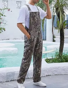 OPDNBON Camo Bibs Overalls fr Men Adjustable Straps Work Utility Coveralls Camouflage Jumpsuit Adjustable Striped Bib Overalls