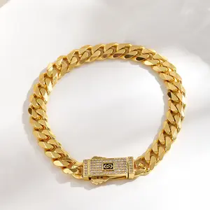 Waterproof Plated Monaco Cuban Bracelet Unisex  Handmade Polished