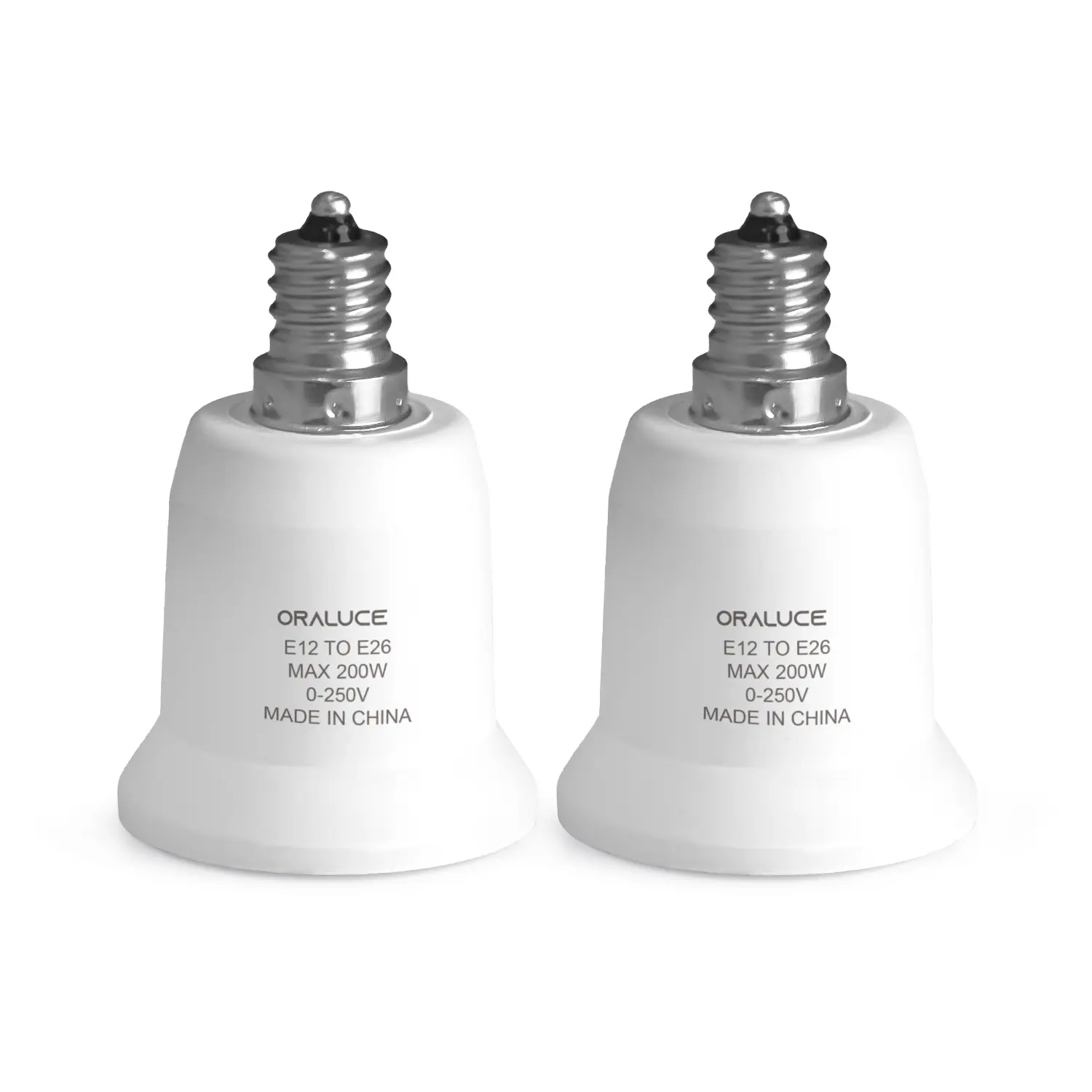 E12 to E26 Adapter,Candelabra to Medium/Standard Base,Light Bulb Socket Adapter Max 200W, 0-250V,Bulb Adapter Socket Converter for Ceiling Fans,2 Pack