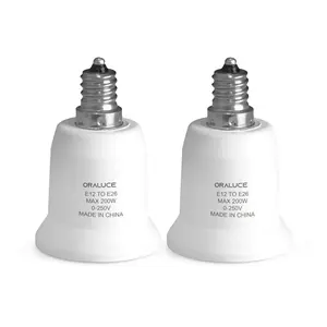 E12 to E26 Adapter,Candelabra to Medium/Standard Base,Light Bulb Socket Adapter Max 200W, 0-250V,Bulb Adapter Socket Converter for Ceiling Fans,2 Pack