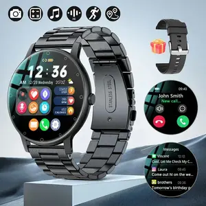 Smart Watch Steel Silicon Dual Material Strap, Multifunctional Smart Watch, Health Monitoring, Info Alerts, Personalized Settings, Long Battery Life, iOS & Android Compatible, Wearable Wristwatch