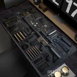 1-Pack XXL Oversized Gaming Mouse Pad, Black Rifle-Themed Mouse Pad: 3–5mm thick, rubber, non-slip, and washable. Perfect for computer and office decor, computer accessories, and as a top gift choice for gamers. Ideal for laptop, study, and work desks.