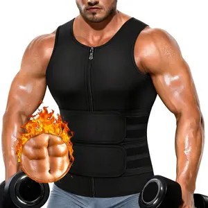 Sauna Suit for Men, Waist Trainer Sauna Sweat Vest,Tummy Control  Compression Neoprene Waist Trainer Vest Zipper Body Shaper with Adjustable Tank Top,Double Belt Sweat Shirt Corset Top