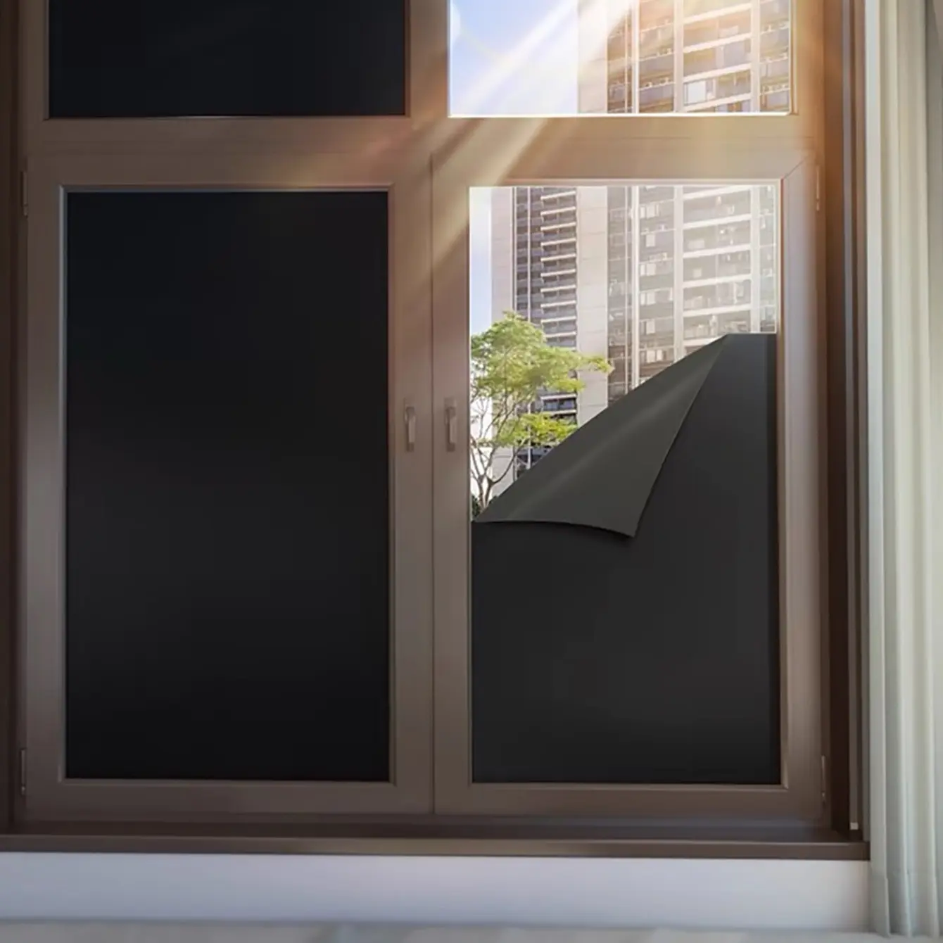 Window Privacy Film, Sun Shade Film, Window Sun Blocker, UV Protection 100% Blackout Window Film, Blackout Window Cover, Privacy Protection From Prying Eyes, Suitable for Home Kitchen Living Room Bathroom Office
