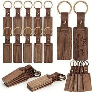Pack of 10 Unfinished Walnut Wood Keychain Blanks for Laser Engraving, DIY Crafting Key Ring Findings, Middle Eastern Collection, Various Key Tags