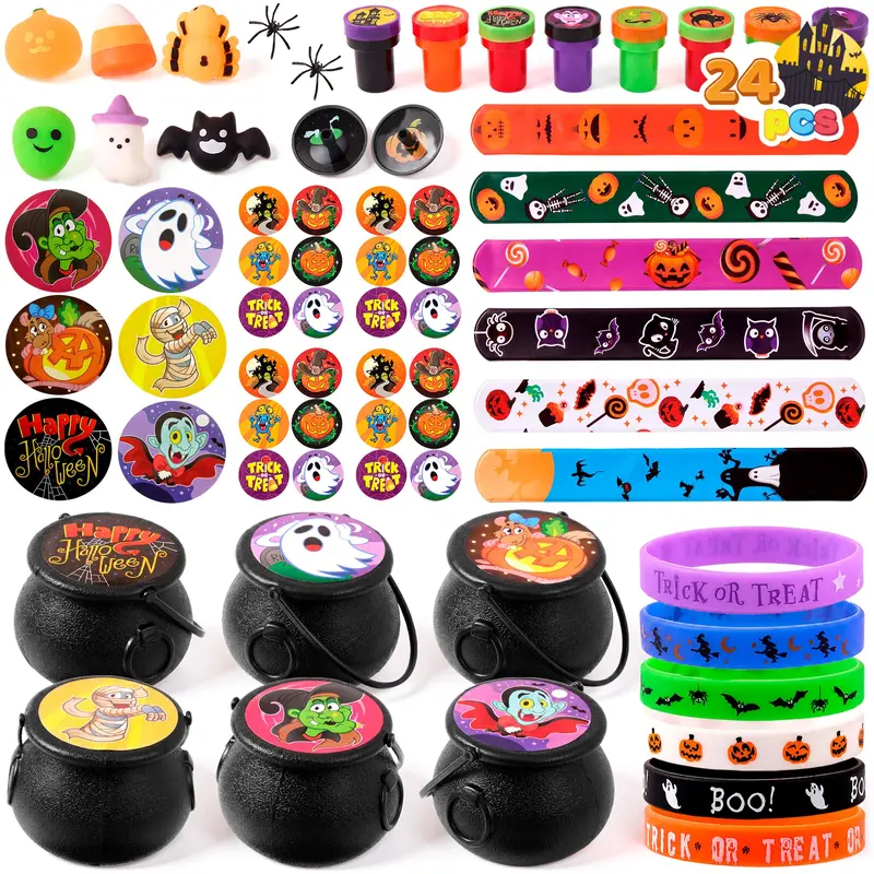 144 Pcs Halloween Toy Gifts for Kids, 24 Packs Prefilled Mini Pumpkin Buckets for Kids Halloween Party Favors Trick or Treat 144Pcs Witch's Jar (24 Packs) 144 Pcs Halloween Toy Gifts for Kids, 24 Packs Prefilled Mini Pumpkin Buckets for Kids Halloween Party Favors Trick or Treat 144Pcs Witch's Jar (24 Packs)