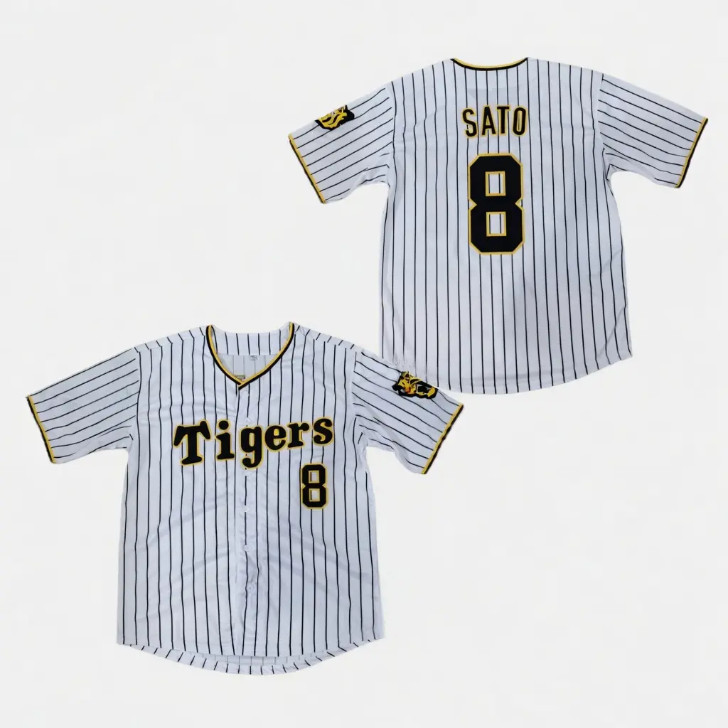 Men's Pinstripe Baseball Jersey, Retro V-Neck Athletic Top with Personalized Stitched & Embroidered Name, Athletic Tops, Apparel Jersey, Embroidered Sportswear Top