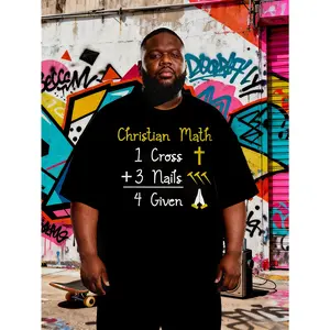 Men'S with Christian Math Equation Print, Breathable Round Neck Short Sleeve, Church Events & Casual Attire  Shirt for Church Fit Top