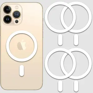 Metal Ring Compatible with MagSafe Sticker Designed for iPh 12~17, Circle   Adapter Rings for Ph Case (White)