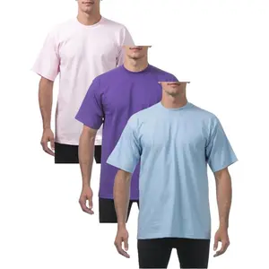 Pro Club Men's 3 Pack Heavyweight Short Sleeve T-Shirt 100% Cotton Classic Crewneck USA Made Durable Quality