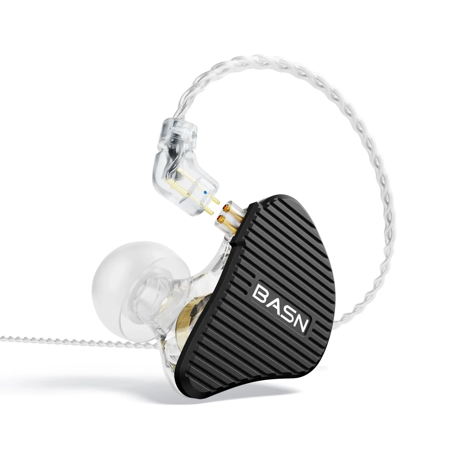 BASN Mix-PD Wired In-Ear Monitors - 1 Planar Driver + 1 Dynamic Driver HiFi Audio IEMs, CNC Metal Cover, 0.78mm 2-Pin Silver-Plated Detachable Cable, 3.5mm Jack for Musicians, Laptop Use, Earbuds