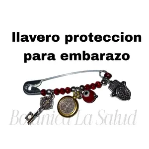 Botanica La Salud Llavero Proteccion para Embarazo with Red Beads and Charms for Pregnancy Safety