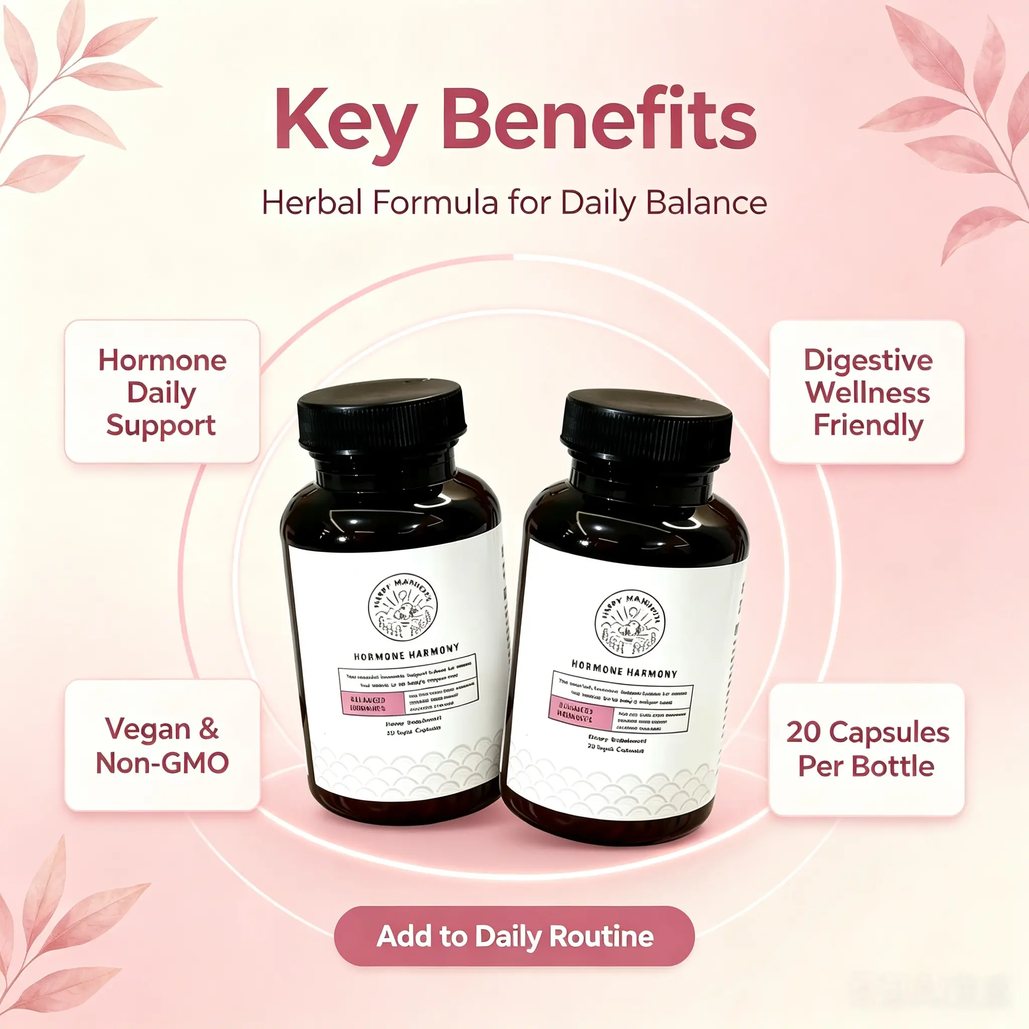 Women’s Natural Hormone Harmony Wellness Supplement - Non-GMO Herbal & Minerals Blend, 2026 Recommended, Menstrual Support Digestive Nutritional Supplements for Digestive Health, Gentle Daily Care