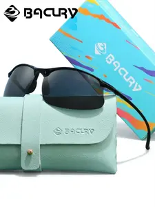 BACURY Ultra-Light TR90 Half Frame Polarized Sunglasses - No Pressure All-Day Comfort for Sports