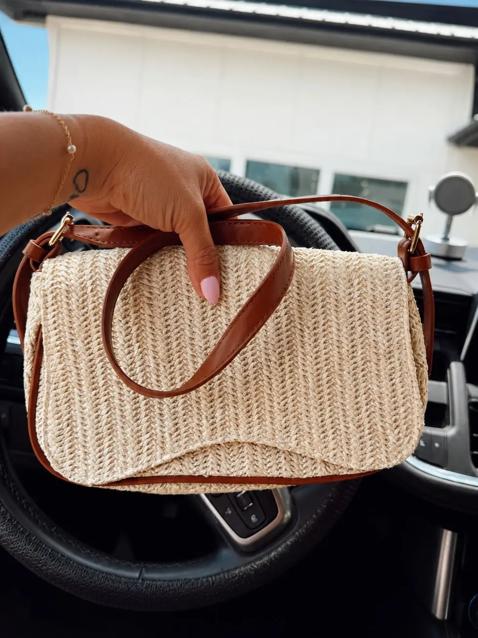 Ivory Woven Shoulder Bag