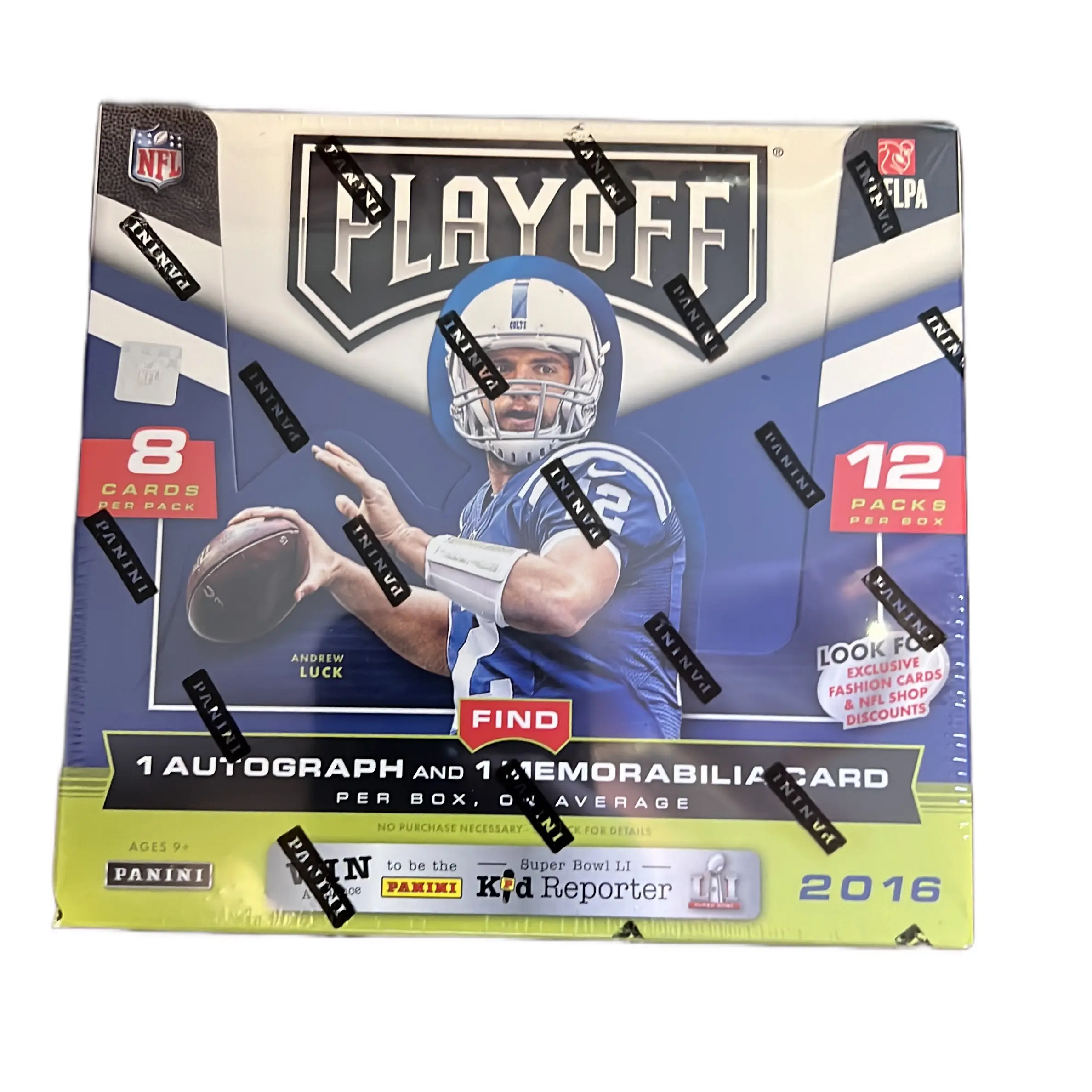 2016 Panini Playoff Football Hobby Box NFL Trading Cards - 1 Autograph AND 1 Memorabilia Card Per Box - 8 Cards Per Pack 12 Packs Per Box
