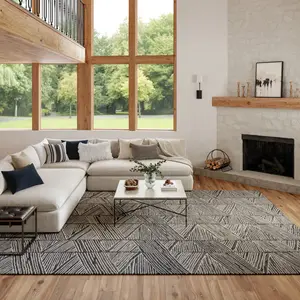 Nourison Vail Modern Indoor Area Rug - Durable Modern Geometric Graphic Home Decor Rug for Living Room, Modern Geometric Rug