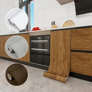 Wood Grain Pattern Wallpaper, 1 Roll Waterproof Self-Adhesive, Decorative Wallpaper for Home, Living Room, Bedroom, Furniture