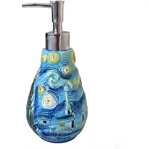 Ceramic Soap Dispenser, 3D Hand-Painted Starry Sky Lotion Dispenser, Bathroom Accessories