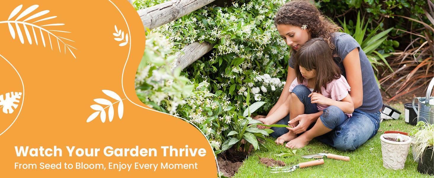 SOLIGT Garden Tools Set with Basket, Heavy Duty Stainless Steel Gardening Hand Tool with Wood Handle, Pruning Shears, Gloves - Perfect Gardening Gifts Planting Supplies for Women Men