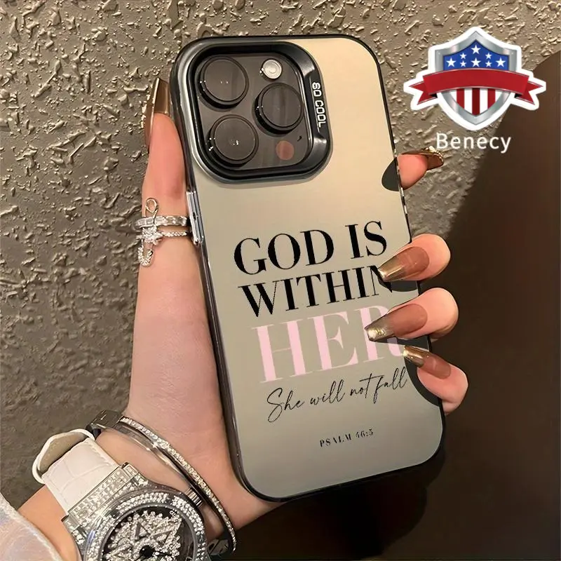 Pink Bible Psalms Quotes Christian Pattern Protective Silicone Phone Case for iPhone 17,16 Pro Max,15 Plus,14,13,12,11,Air,XS,XR - Shockproof Drop Protection, Durable PC Handheld Devices Accessories Cover, Casing