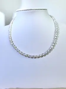 Freshwater Seedless Peark Keishi shape Pearl Necklace 18" Adjustable S925 Clasp Necklace