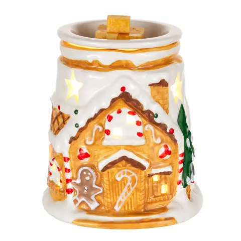 Christmas Wax Melt Warmer: Scentsy Wax Melter for Scented Wax Cute Gingerbread House Electric Wax Burner with 2 Light Bulbs Home Decor Gift for Women