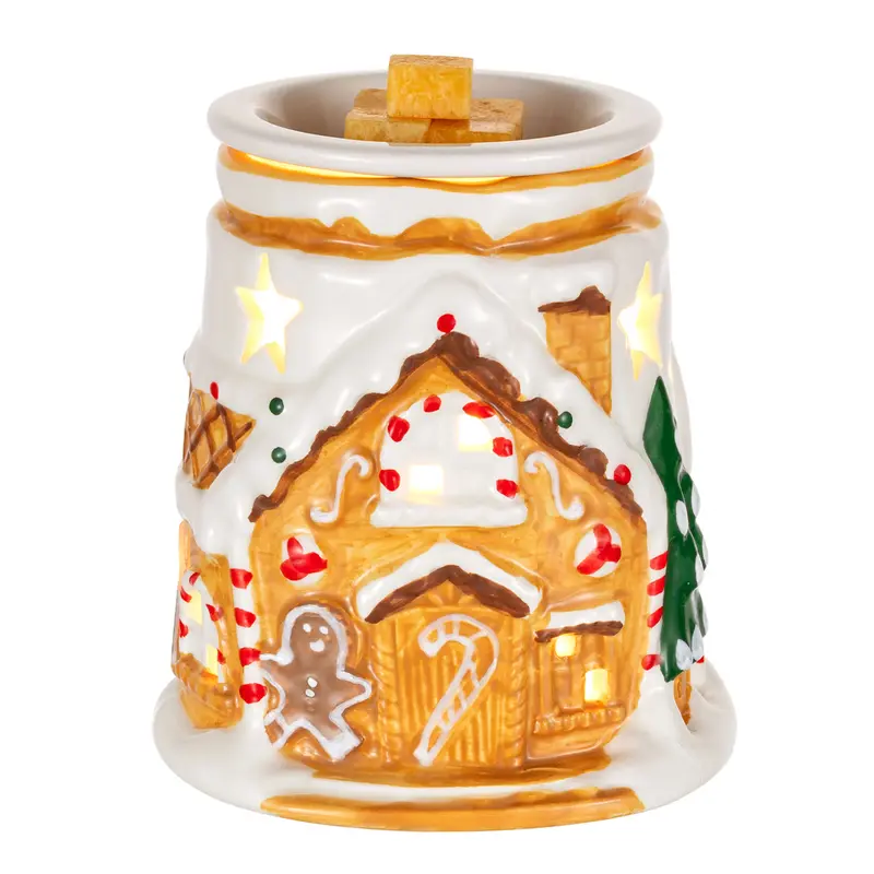 Christmas Wax Melt Warmer: Scentsy Wax Melter for Scented Wax Cute Gingerbread House Electric Wax Burner with 2 Light Bulbs Home Decor Gift for Women