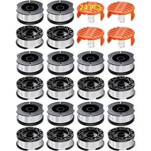 24 Pack Weed Eater String Compatible With Black and Decker Weed Wacker, AF-100 String Trimmer Line, 0.065'' 30FT Automatic Feed Trimmer Weed Eater spool, Replacement Spool Refills (20XSpools, 4Xcaps)
