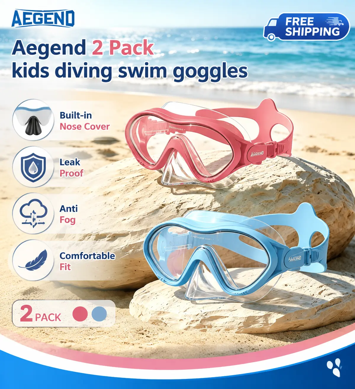 Aegend Kids Swimming Goggles with Nose Cover, Anti Fog Diving Mask Clear View No Leak for kids 6-14 tiktokshopbacktoschool