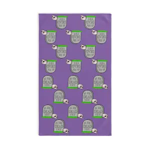 Slightly Subtle Tombstone Hand Towel Purple Humorous Is He Dead Yet? Playful Kitchen Decor, Gift Halloween, Housewarming, or Any Occasion!
