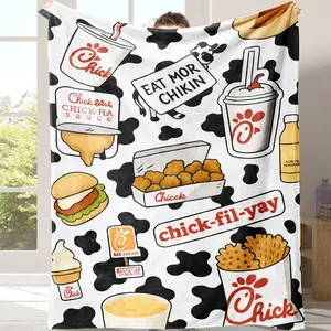 Soft Flannel Cow Print Blanket, Warm Comfortable Throw for Sofa Bed Couch, Lightweight Travel Camping Living Room Office Chair Cover